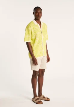 Montagut Chemises-Chemise à motifs en coton et lin - Ismael 90-Vert anis