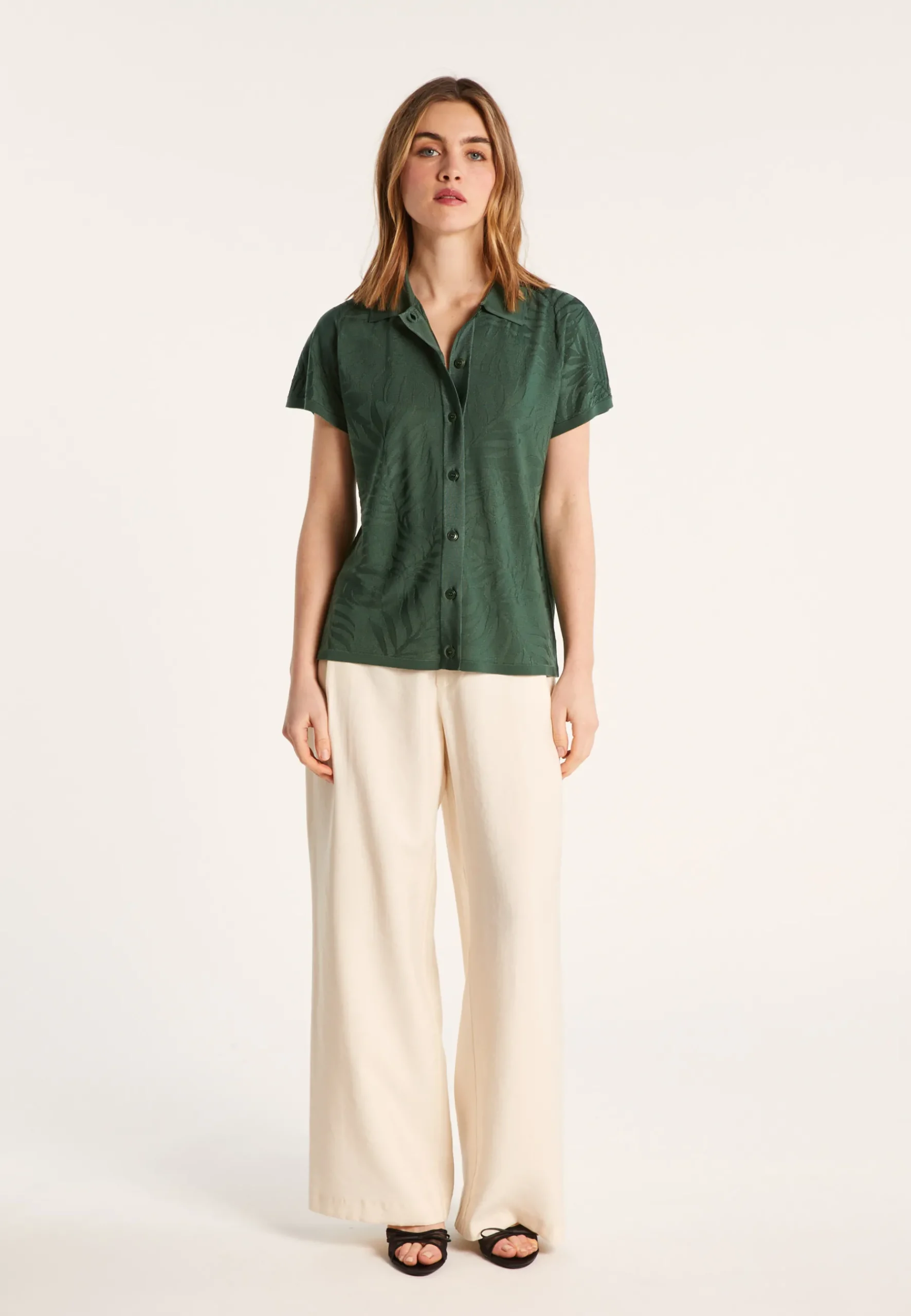 Montagut Chemisiers Et Polos-Chemise à motifs en Fil Lumière - Léontine 21-Vert foncé
