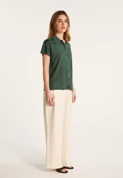 Montagut Chemisiers Et Polos-Chemise à motifs en Fil Lumière - Léontine 21-Vert foncé
