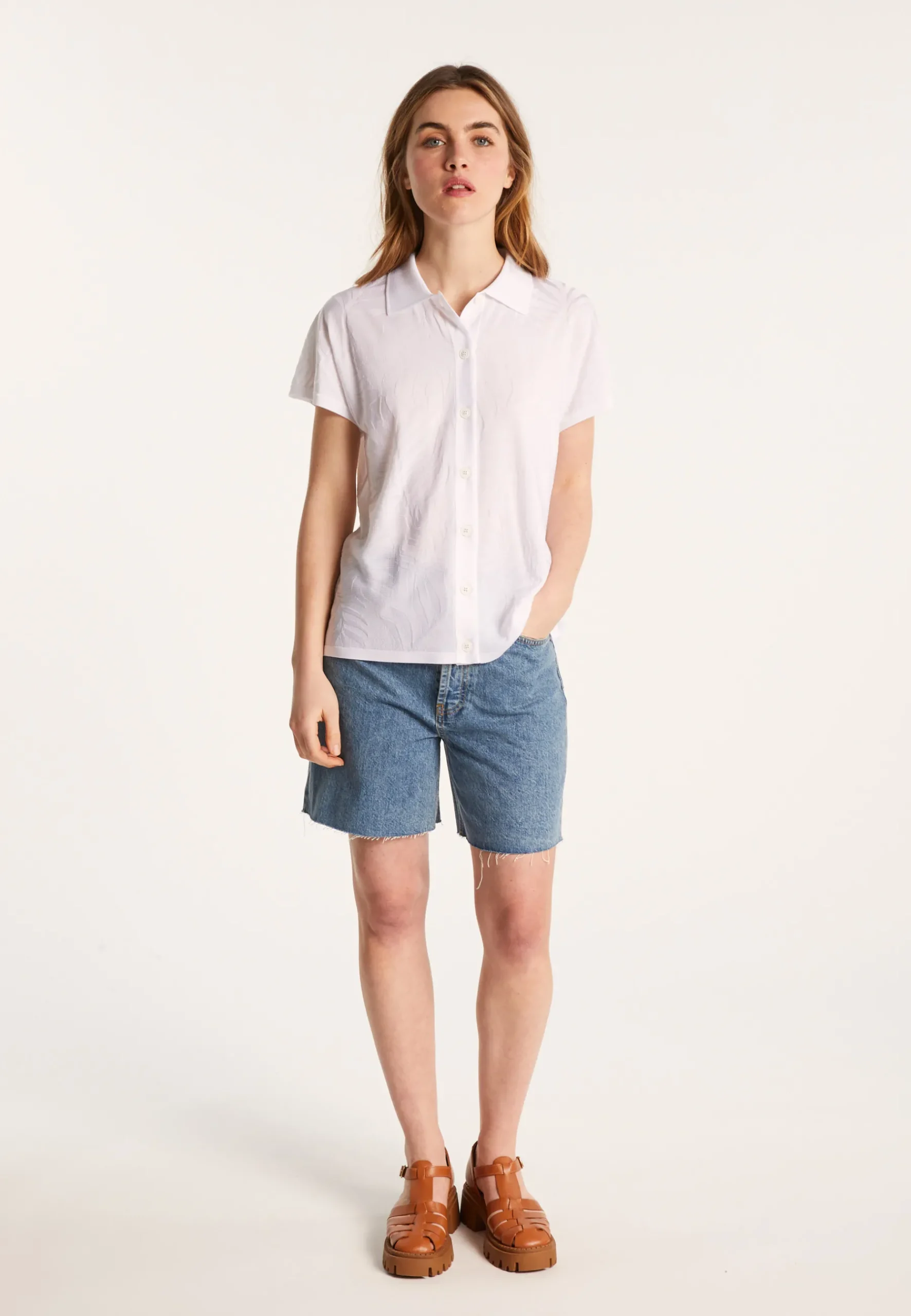 Montagut Chemisiers Et Polos-Chemise à motifs en Fil Lumière - Léontine 02-Blanc