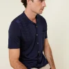 Montagut Le Fil Lumière®-Chemise à motifs manches courtes en Fil Lumière - Gustav 75-Bleu nuit