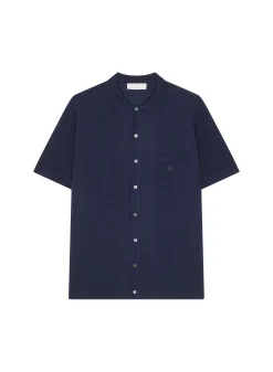 Montagut Le Fil Lumière®-Chemise à motifs manches courtes en Fil Lumière - Gustav 75-Bleu nuit