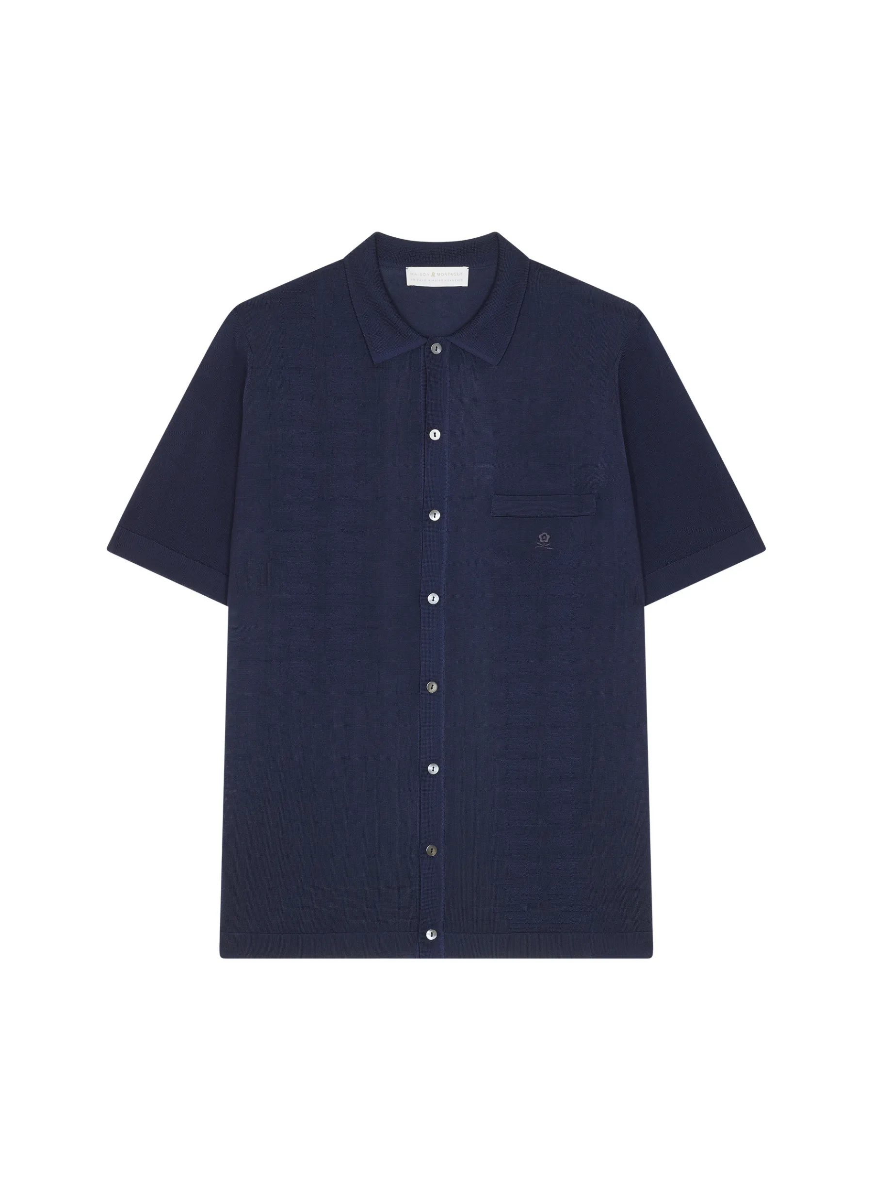 Montagut Le Fil Lumière®-Chemise à motifs manches courtes en Fil Lumière - Gustav 75-Bleu nuit