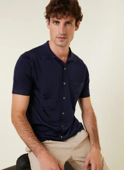 Montagut Le Fil Lumière®-Chemise à motifs manches courtes en Fil Lumière - Gustav 75-Bleu nuit