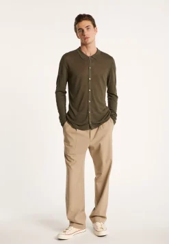 Montagut Chemises-Chemise boutonnée en lin flammé - Blason 83-Kaki