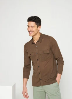 Montagut Chemises-Chemise boutonnée en lin flammé - Randy 83-Kaki