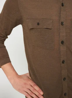 Montagut Chemises-Chemise boutonnée en lin flammé - Randy 83-Kaki