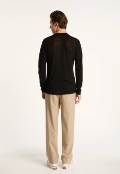 Montagut Chemises-Chemise boutonnée en lin flammé - Blason 01-Noir