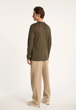 Montagut Chemises-Chemise boutonnée en lin flammé - Blason 83-Kaki
