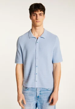 Montagut Chemises | Polos Et T-Shirts-Chemise en coton - Marin 77-Bleu ciel