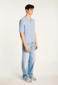 Montagut Chemises | Polos Et T-Shirts-Chemise en coton - Marin 77-Bleu ciel