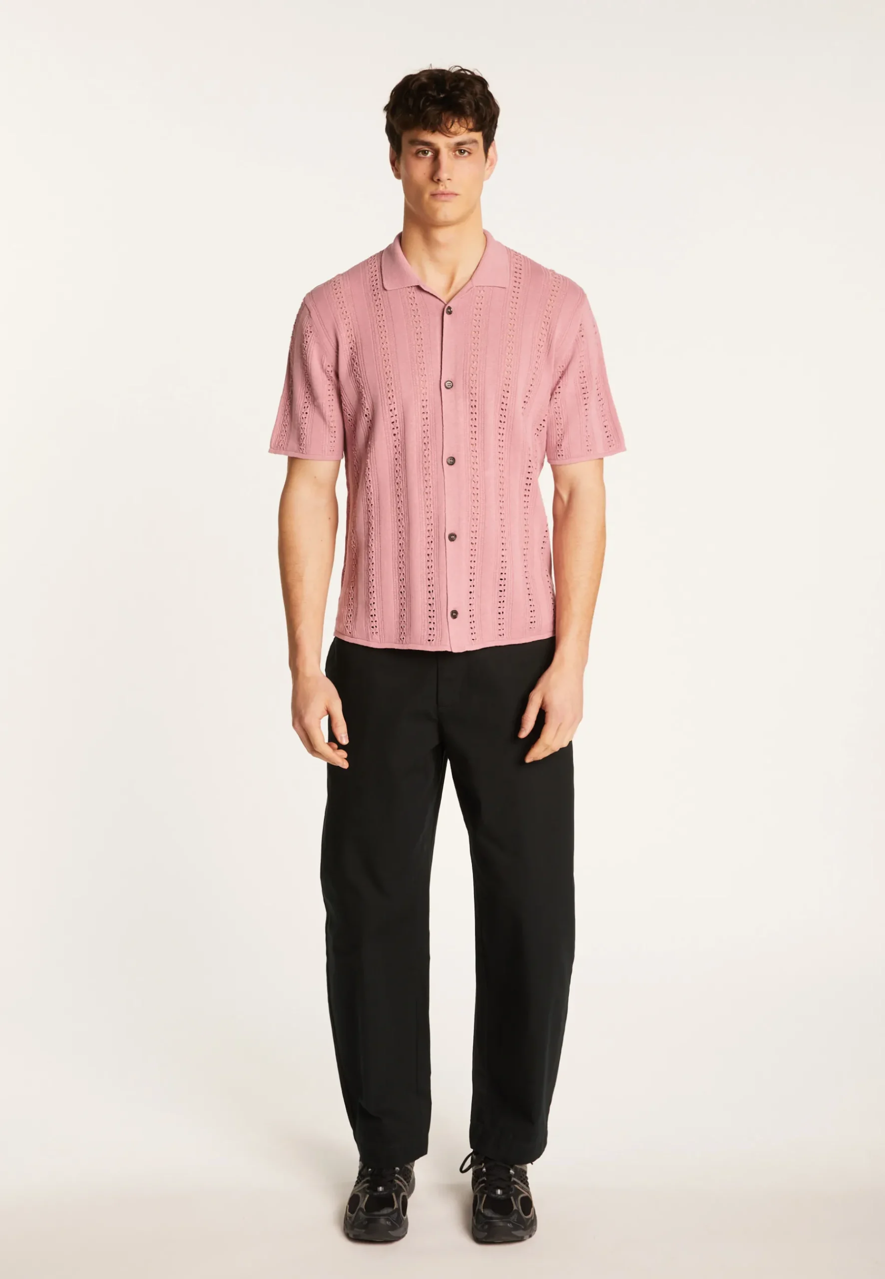 Montagut Chemises-Chemise en coton ajourée - Miguel 24-Rose clair