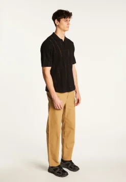 Montagut Chemises-Chemise en coton ajourée - Miguel 01-Noir