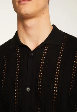 Montagut Chemises-Chemise en coton ajourée - Miguel 01-Noir