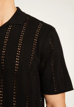 Montagut Chemises-Chemise en coton ajourée - Miguel 01-Noir