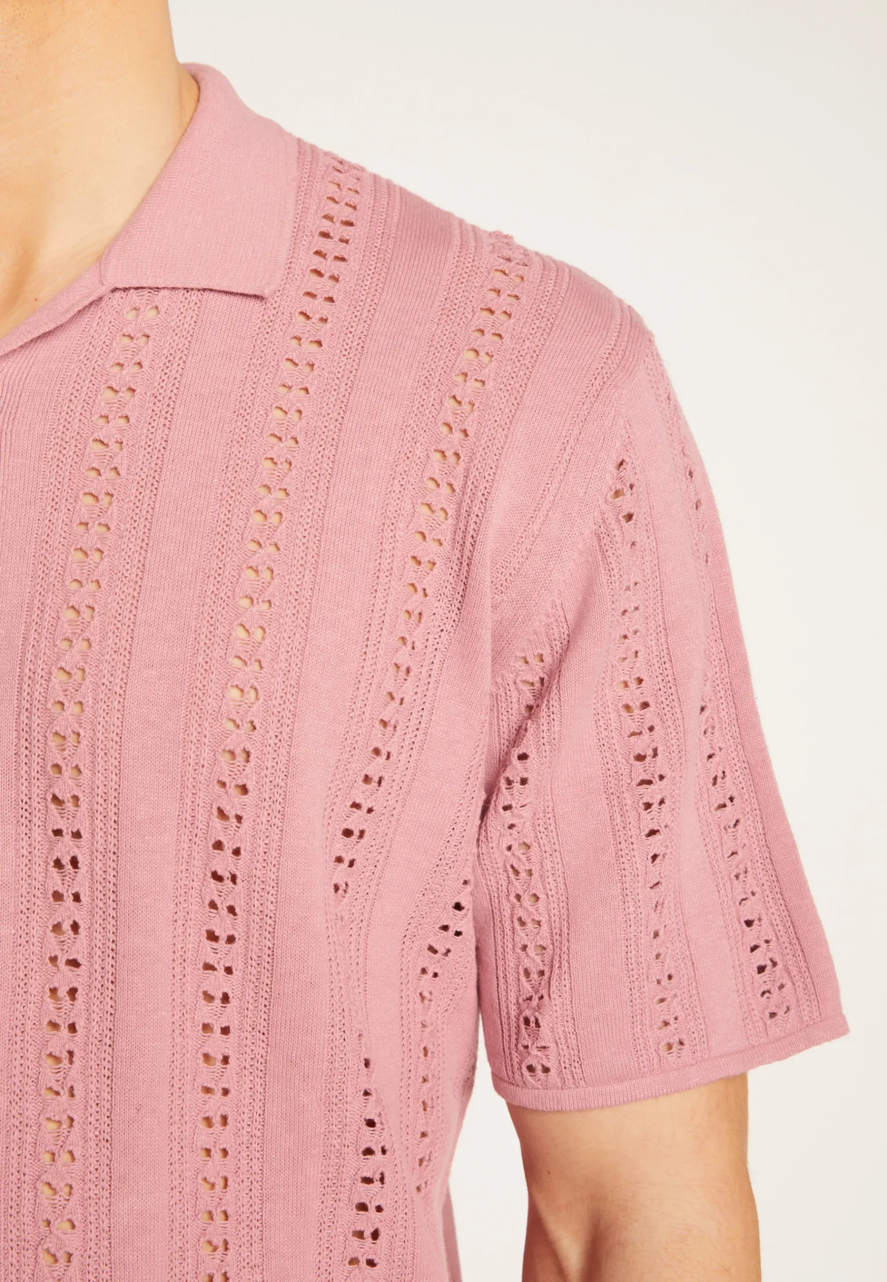 Montagut Chemises-Chemise en coton ajourée - Miguel 24-Rose clair