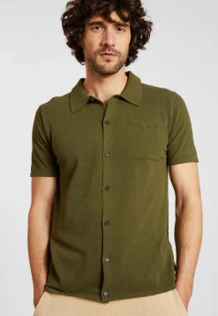 Montagut Chemises-Chemise en coton brossé - Dominique 83-Kaki