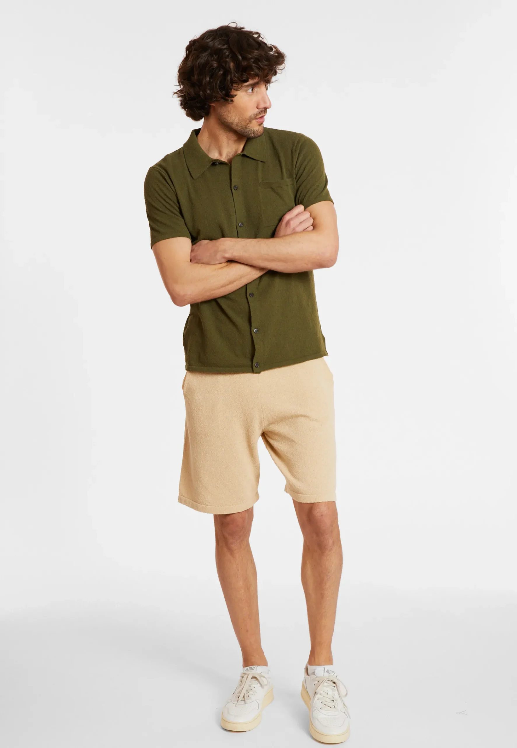 Montagut Chemises-Chemise en coton brossé - Dominique 83-Kaki