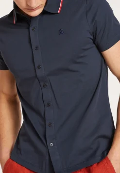 Montagut Chemises-Chemise en coton jersey - Baccara 05-Bleu marine