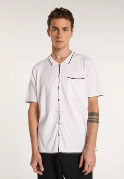 Montagut Chemises-Chemise en coton manches courtes - Lilian 02-Blanc