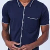 Montagut Chemises-Chemise en coton manches courtes - Lilian 05-Bleu marine