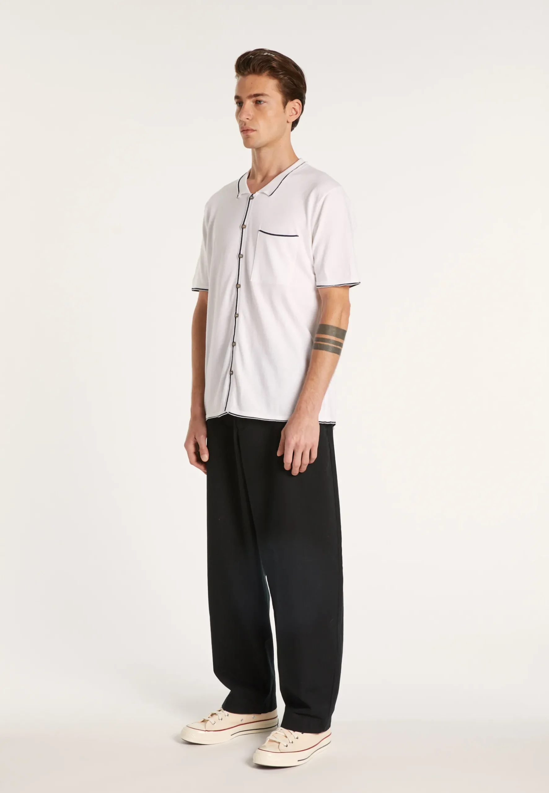 Montagut Chemises-Chemise en coton manches courtes - Lilian 02-Blanc