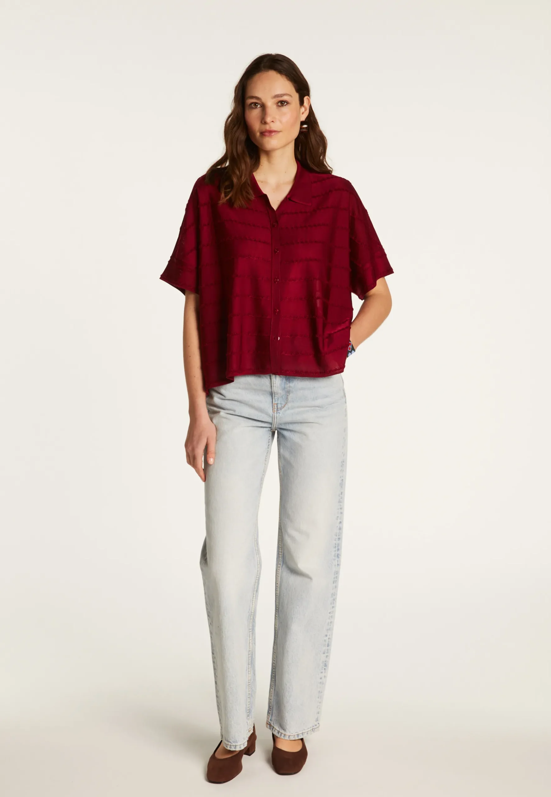 Montagut Chemisiers Et Polos-Chemise en fil lumière - Donatella 51-Bordeaux