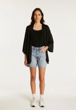 Montagut Chemisiers Et Polos-Chemise en fil lumière - Doria 01-Noir