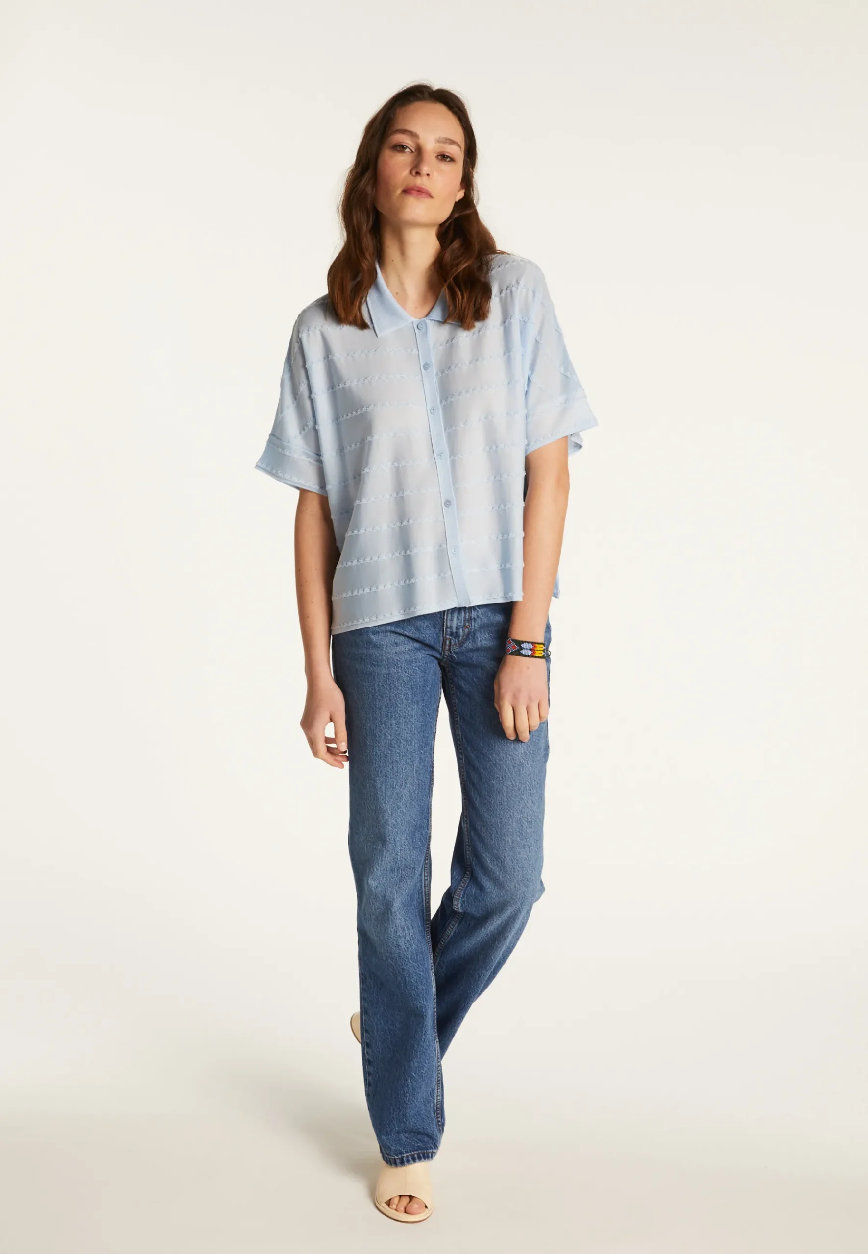 Montagut Chemisiers Et Polos-Chemise en fil lumière - Donatella 77-Bleu ciel