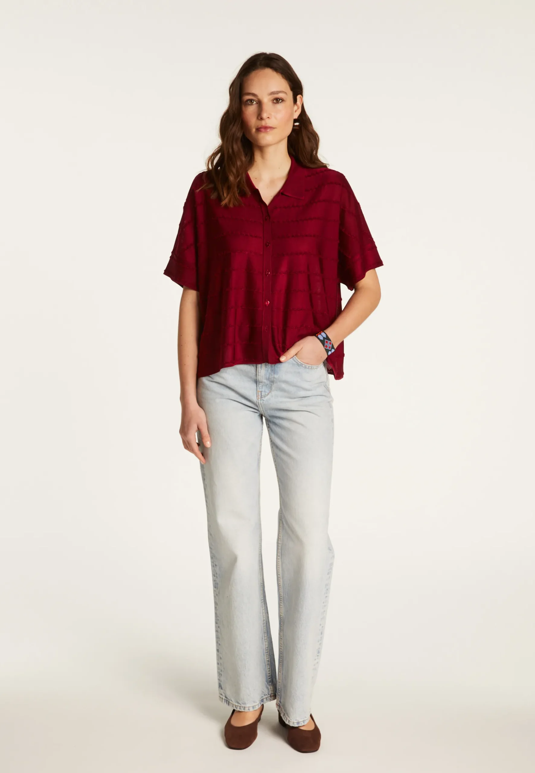 Montagut Chemisiers Et Polos-Chemise en fil lumière - Donatella 51-Bordeaux