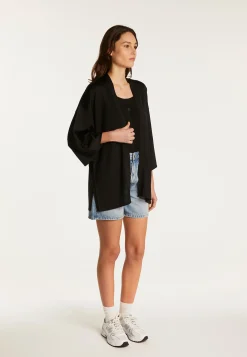 Montagut Chemisiers Et Polos-Chemise en fil lumière - Doria 01-Noir