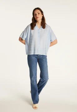 Montagut Chemisiers Et Polos-Chemise en fil lumière - Donatella 77-Bleu ciel