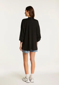Montagut Chemisiers Et Polos-Chemise en fil lumière - Doria 01-Noir
