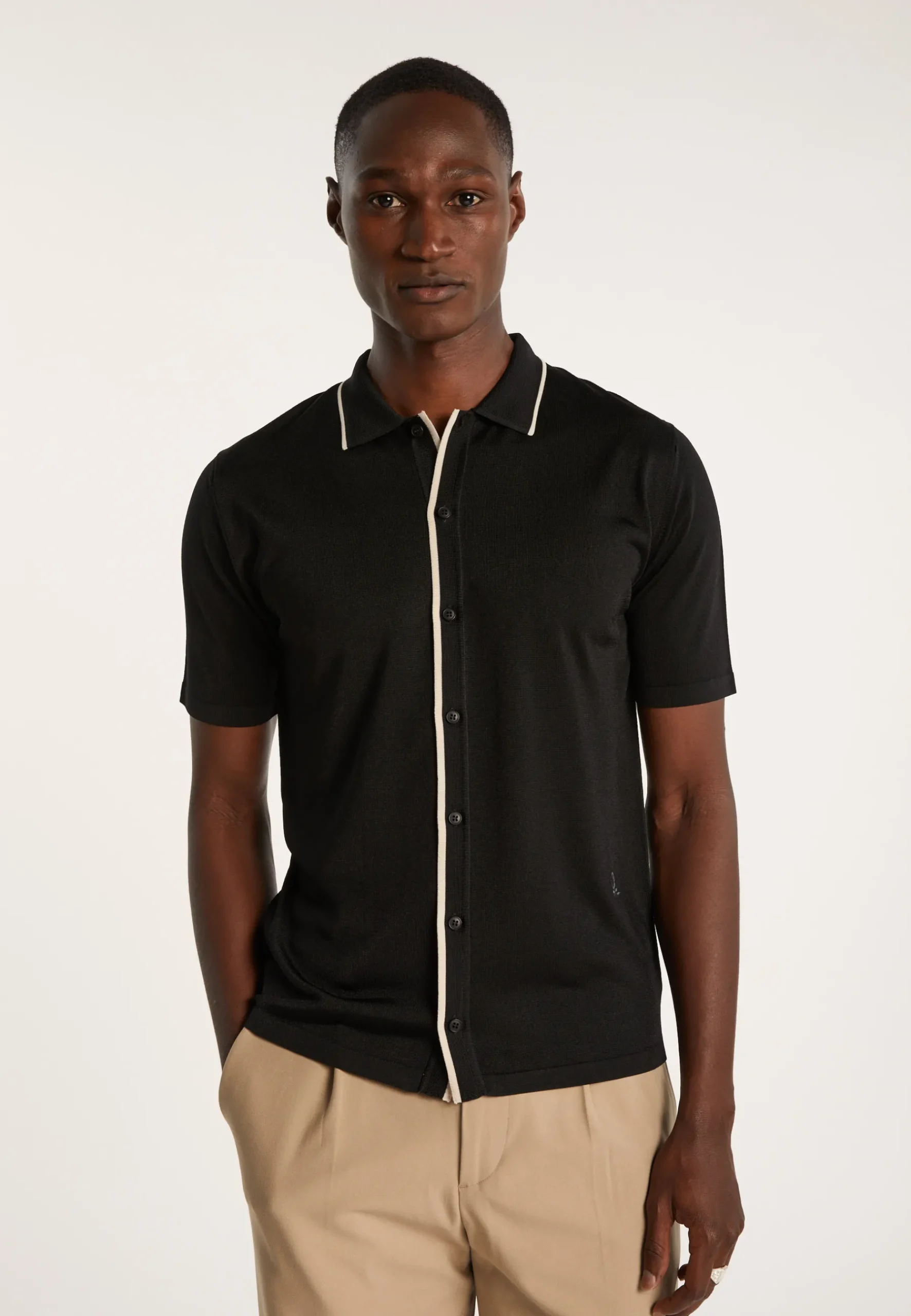 Montagut Chemises-Chemise en Fil lumière - Roman 01-Noir