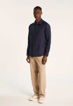 Montagut Chemises-Chemise en lin - Denver 05-Bleu marine