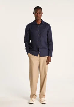 Montagut Chemises-Chemise en lin - Denver 05-Bleu marine