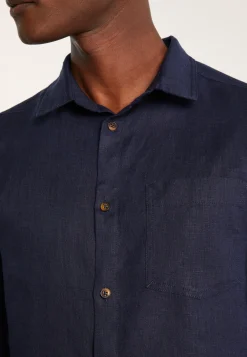 Montagut Chemises-Chemise en lin - Denver 05-Bleu marine