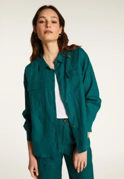 Montagut Chemisiers Et Polos-Chemise en lin - Tonya 93-Emeraude