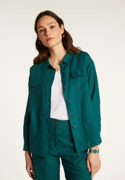 Montagut Chemisiers Et Polos-Chemise en lin - Tonya 93-Emeraude