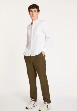 Montagut Chemises-Chemise en lin col tunisien - Dean 02-Blanc