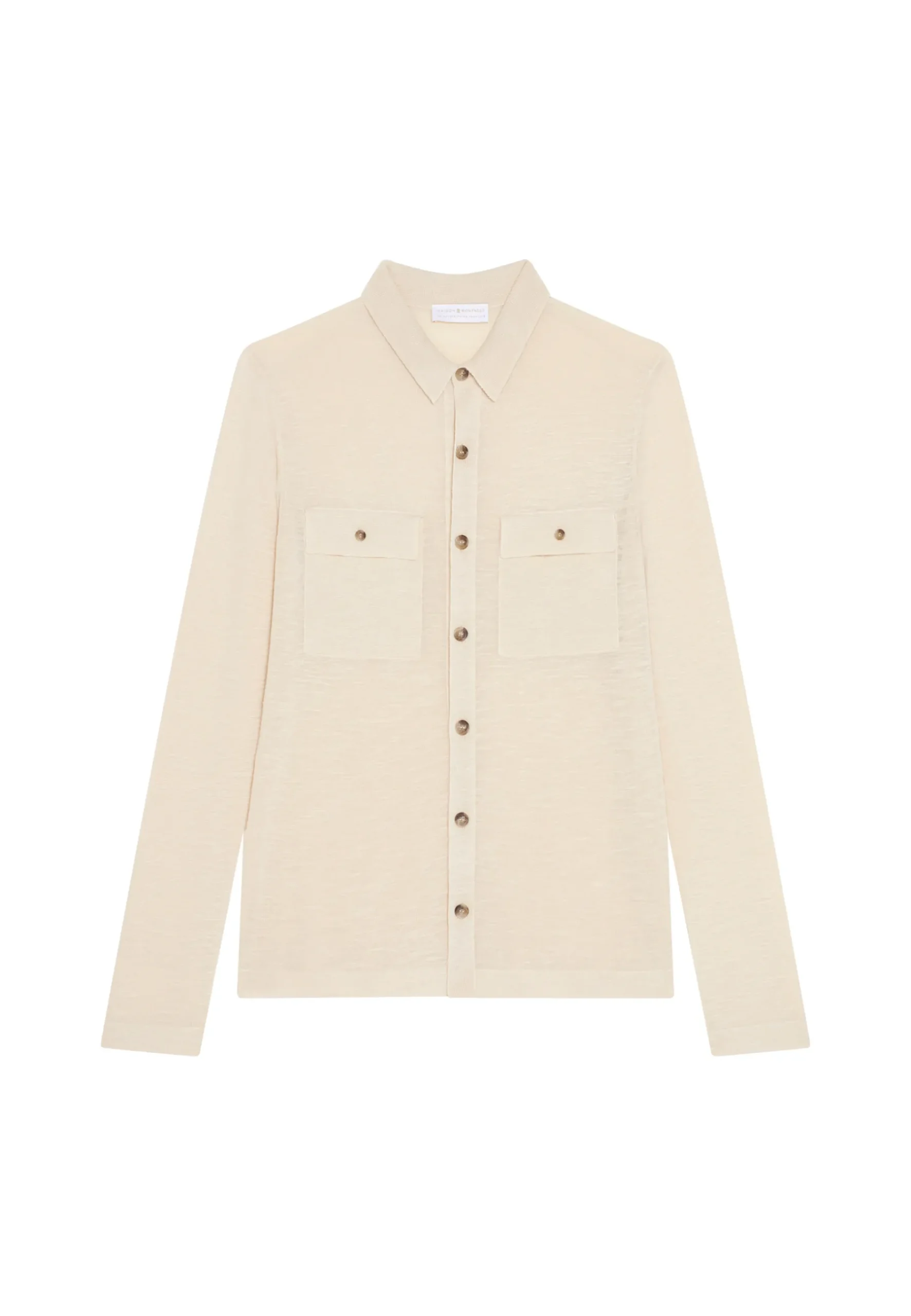 Montagut Chemises-Chemise en lin flammé - Randy 12-Beige clair