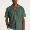 Montagut Chemises-Chemise manches courtes en coton et lin - Igino 21-Vert foncé