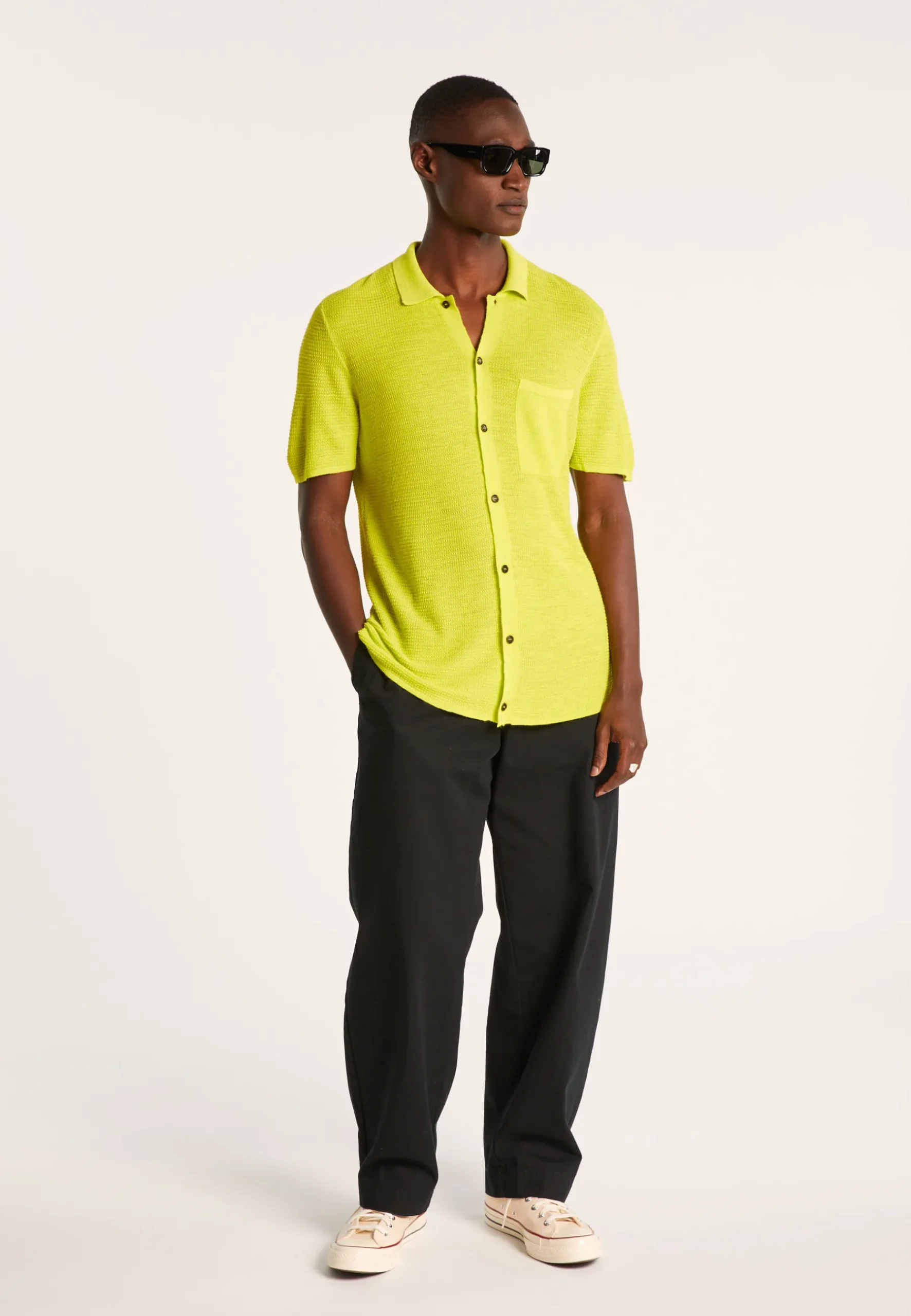 Montagut Chemises-Chemise manches courtes en lin flammé - Icarus 90-Vert anis