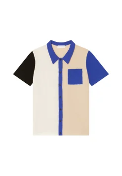Montagut Chemises-Chemise manches courtes en coton brossé - Donald 03-Bleu foncé