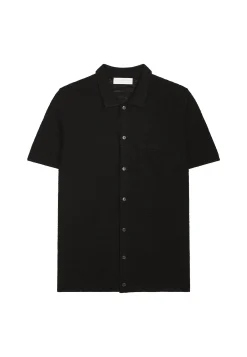 Montagut Chemises-Chemise manches courtes en lin flammé - Icarus 01-Noir