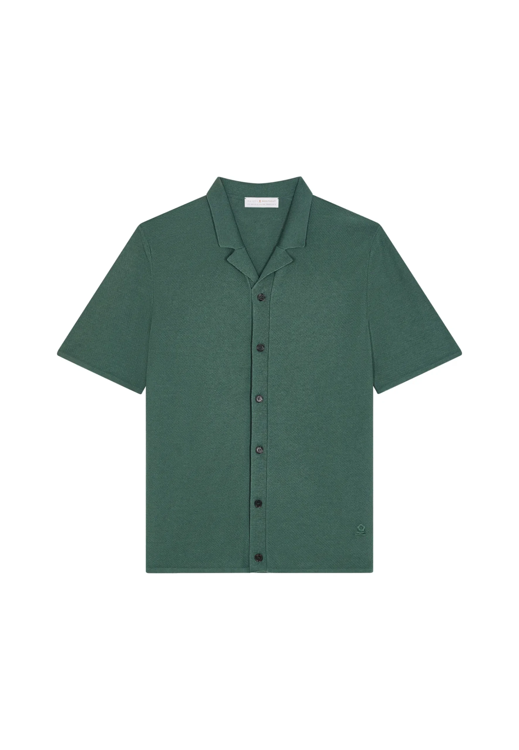 Montagut Chemises-Chemise manches courtes en coton et lin - Igino 21-Vert foncé
