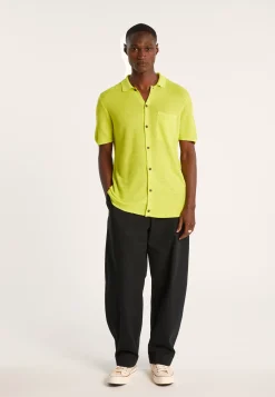 Montagut Chemises-Chemise manches courtes en lin flammé - Icarus 90-Vert anis