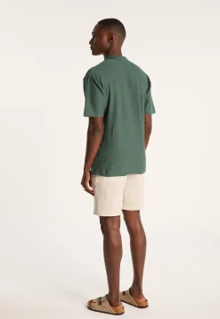 Montagut Chemises-Chemise manches courtes en coton et lin - Igino 21-Vert foncé
