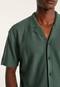 Montagut Chemises-Chemise manches courtes en coton et lin - Igino 21-Vert foncé