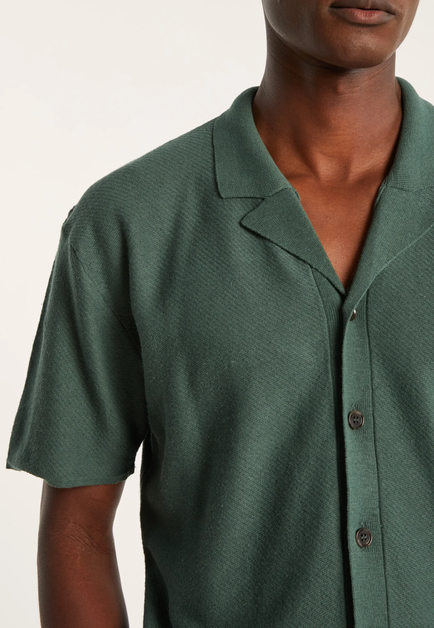 Montagut Chemises-Chemise manches courtes en coton et lin - Igino 21-Vert foncé